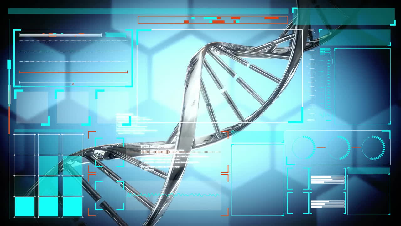 Animation of digital data processing over dna strand