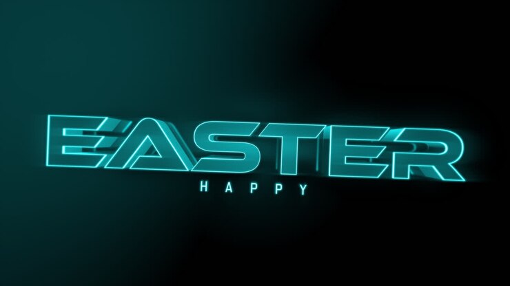 Monochrome Happy Easter on green gradient