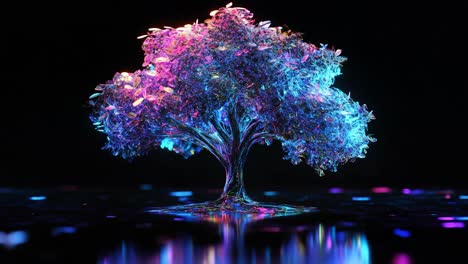 abstract glowing tree in liquid crystal