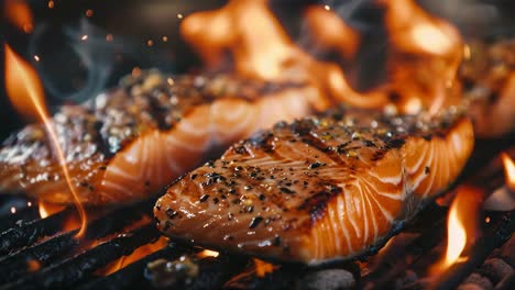 grilled salmon on barbecue