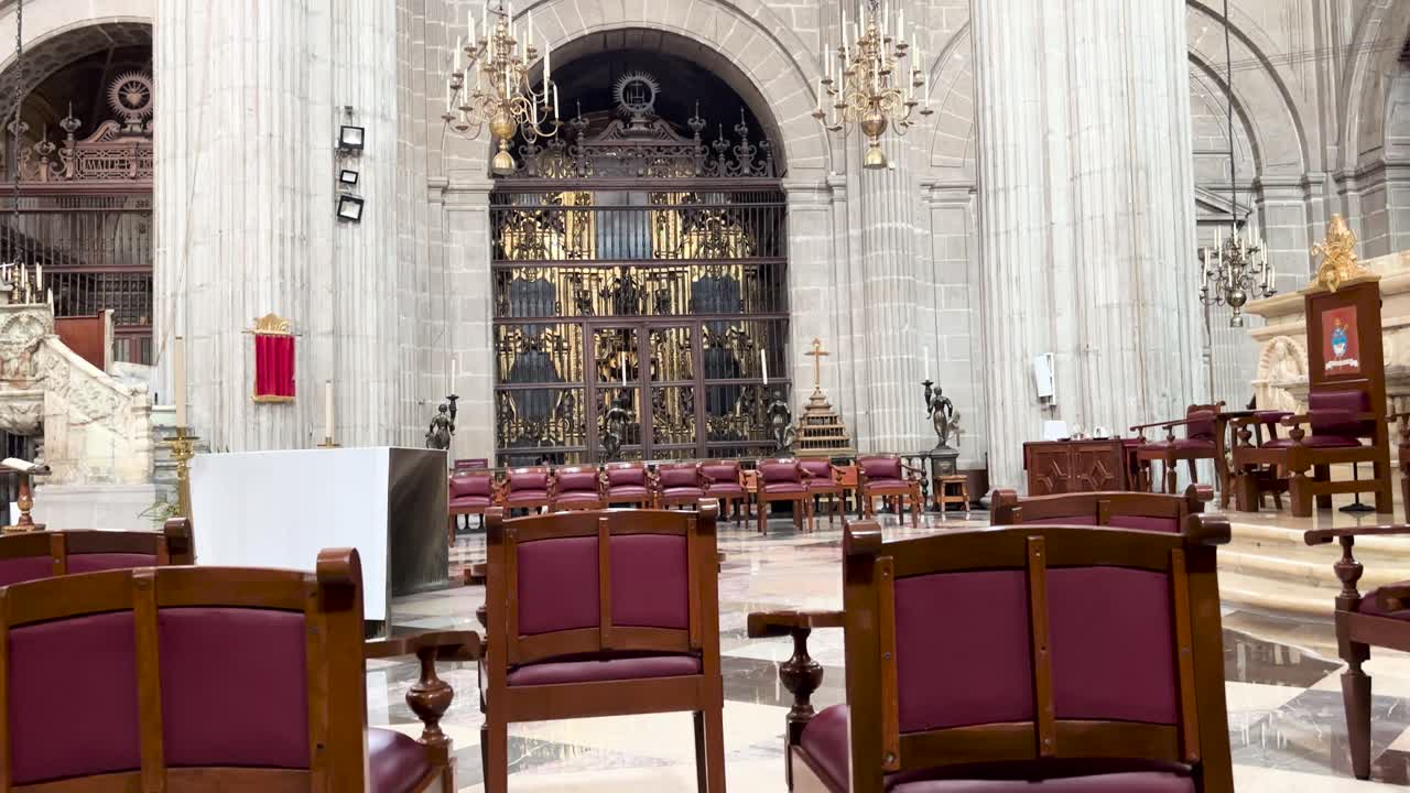 slow motion shot of mexico city cathedral main mass place