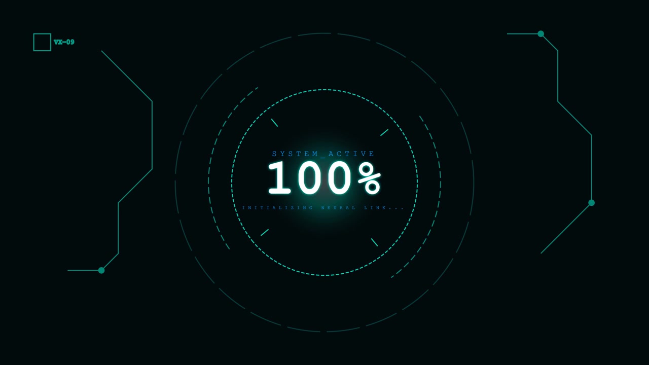 Barra di avanzamento di caricamento digitale con interfaccia HUD futuristica