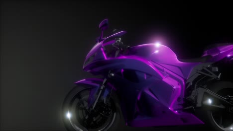 motocicleta deportiva en un estudio oscuro con luces brillantes