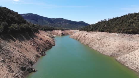 Empty-reservoir.-Aerial-shot.-Flying-backwards