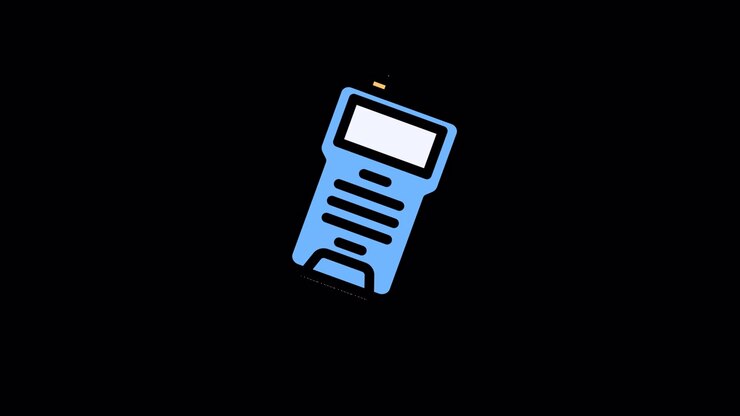 Animated Blue Handheld Device Icon Vibrating on Black Background