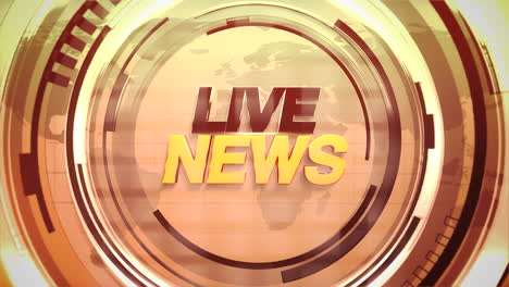 animation text live news and news intro graphic with gold lines and circular shapes in studio 1