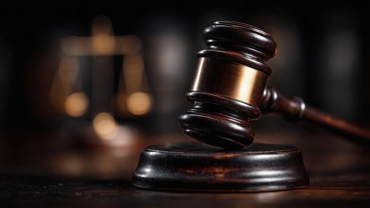 Un simbolo di giustizia e legge: il martelletto rappresenta l'autorità e il processo decisionale nei procedimenti legali, emanando potere ed equità all'interno del sistema giudiziario.