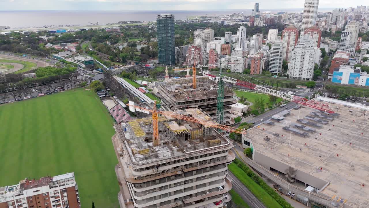 Aerial view of Buenos Aires, showing Torres polo under construction
