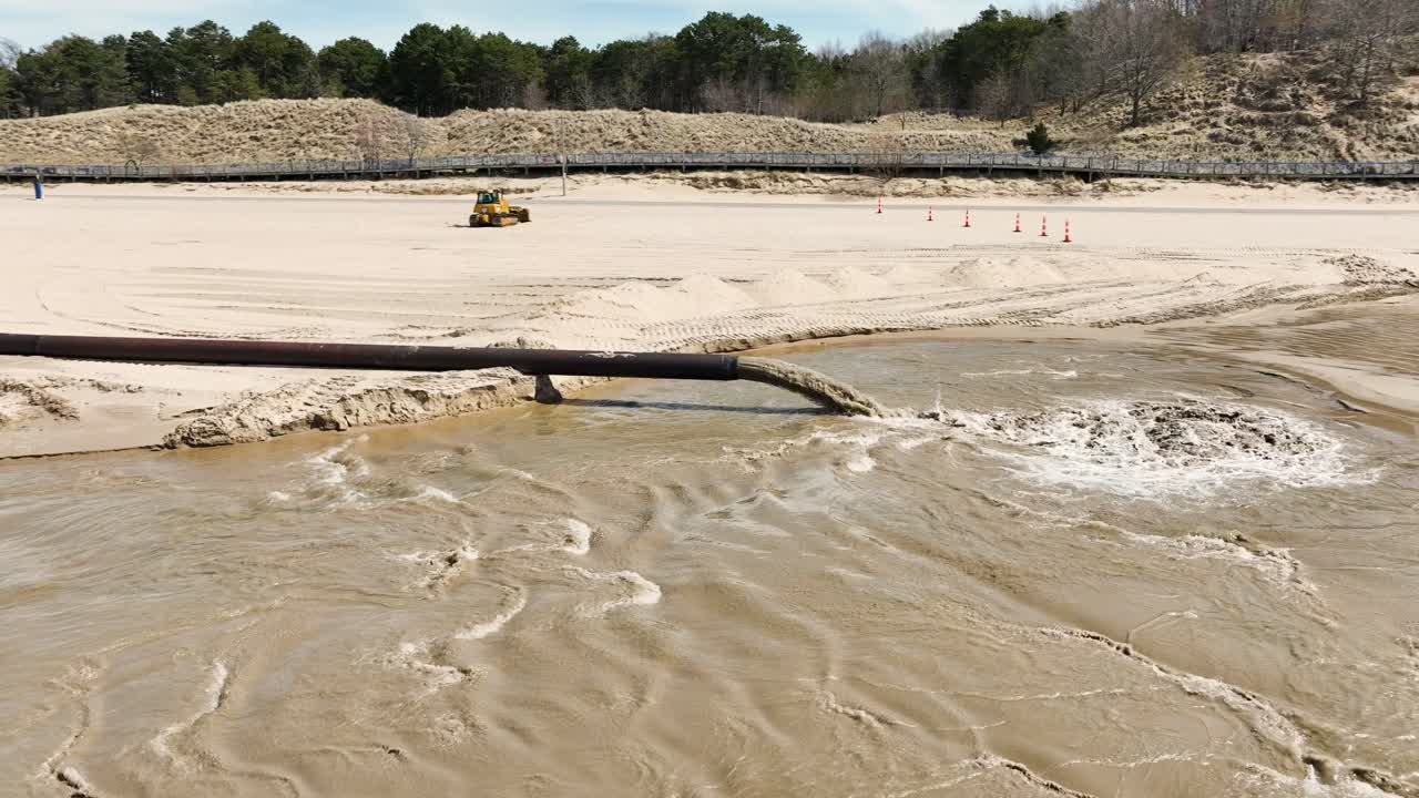 vista desde encima del agua, dragado activo