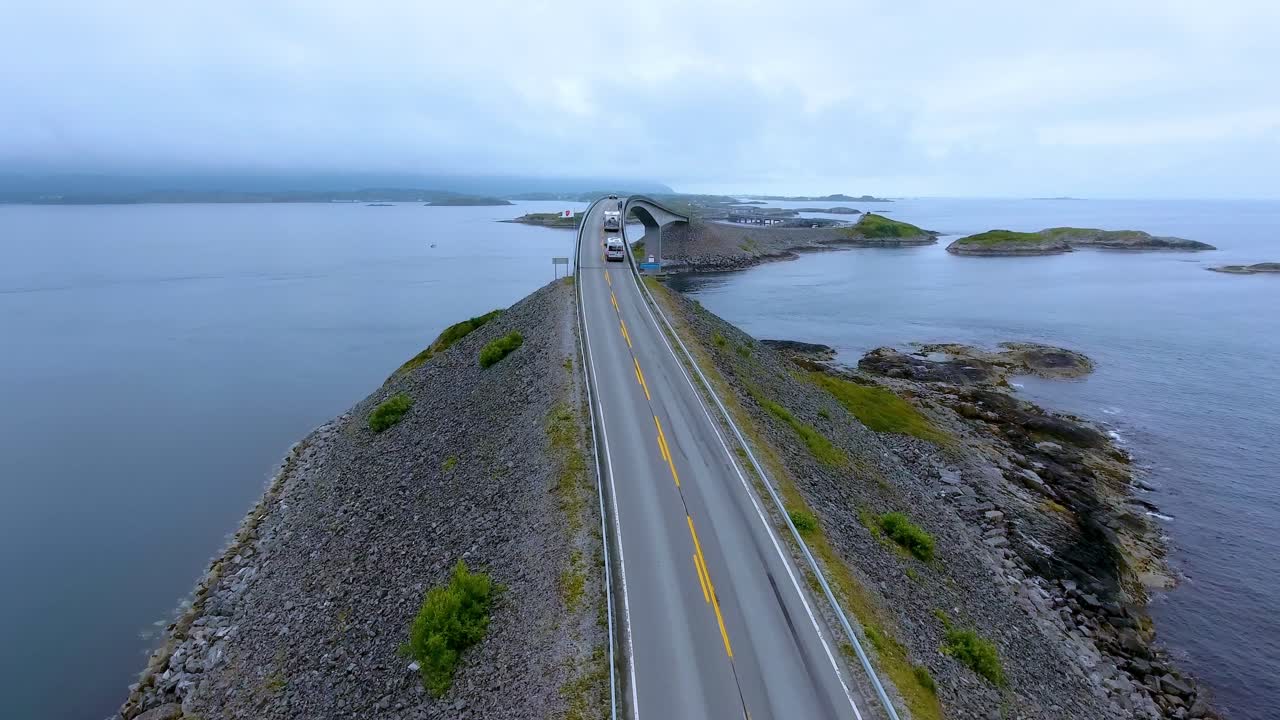 대서양 도로 항공 영상 노르웨이