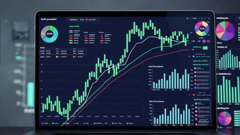 financial data dashboard on laptop screen