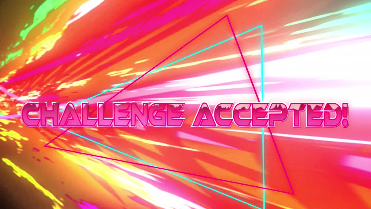 다채로운 배경에 도전 받아들여진 텍스트의 애니메이션