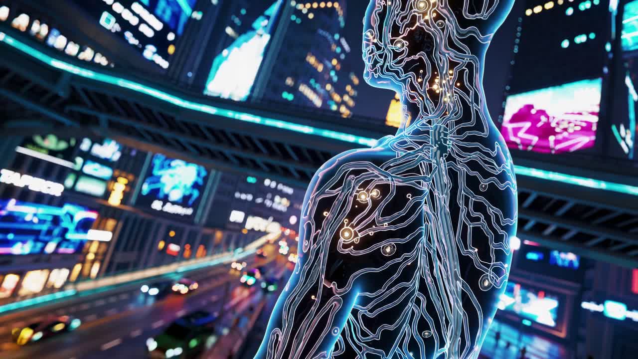 Cyberpunk Human Body in a Night City
