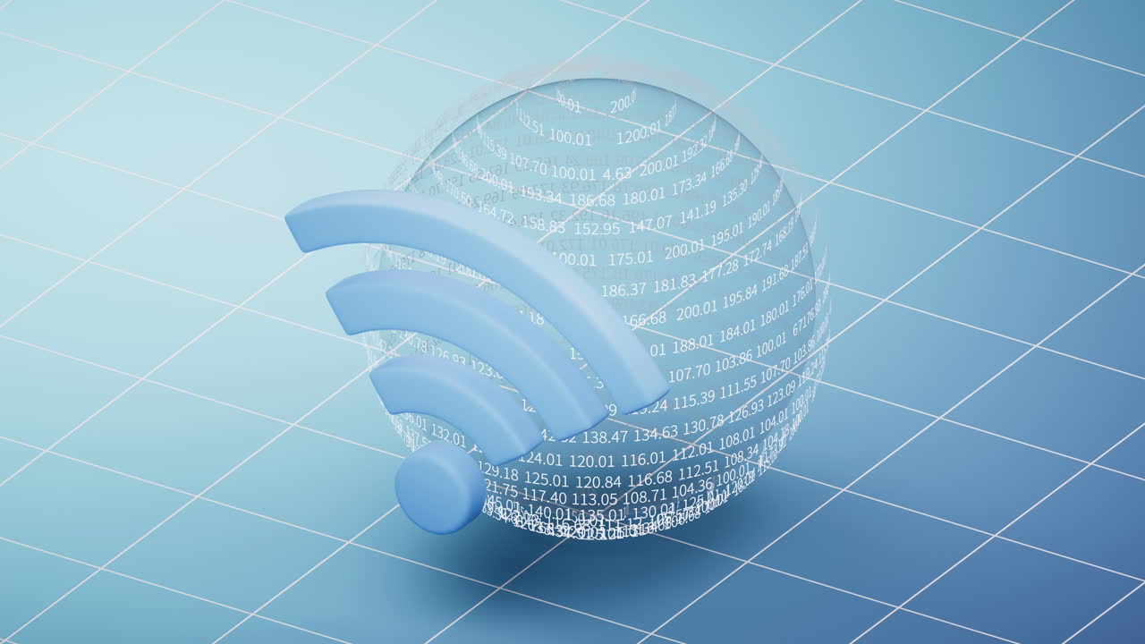 Wireless network technology with wifi sign, 3d rendering.