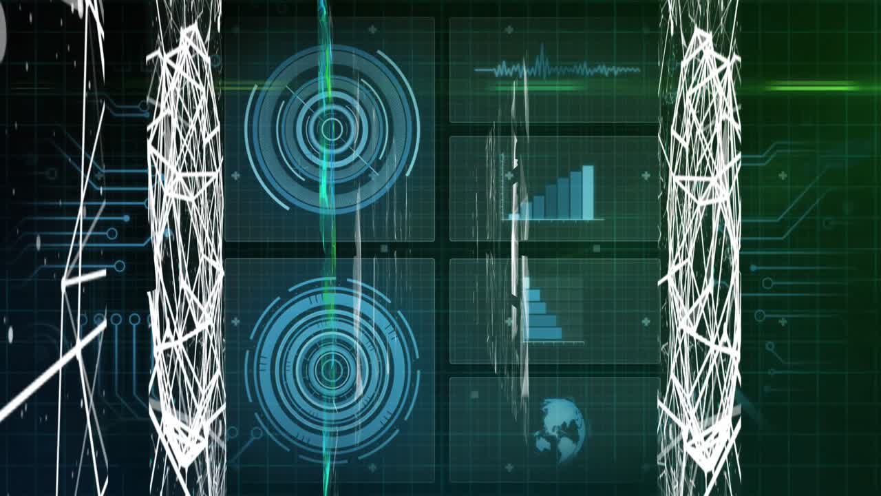 Animation of scopes and data processing over screens