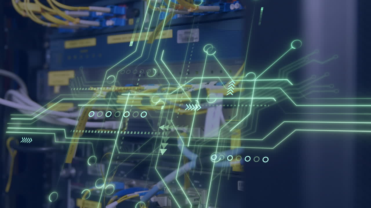 animación del procesamiento de datos a través de un servidor informático