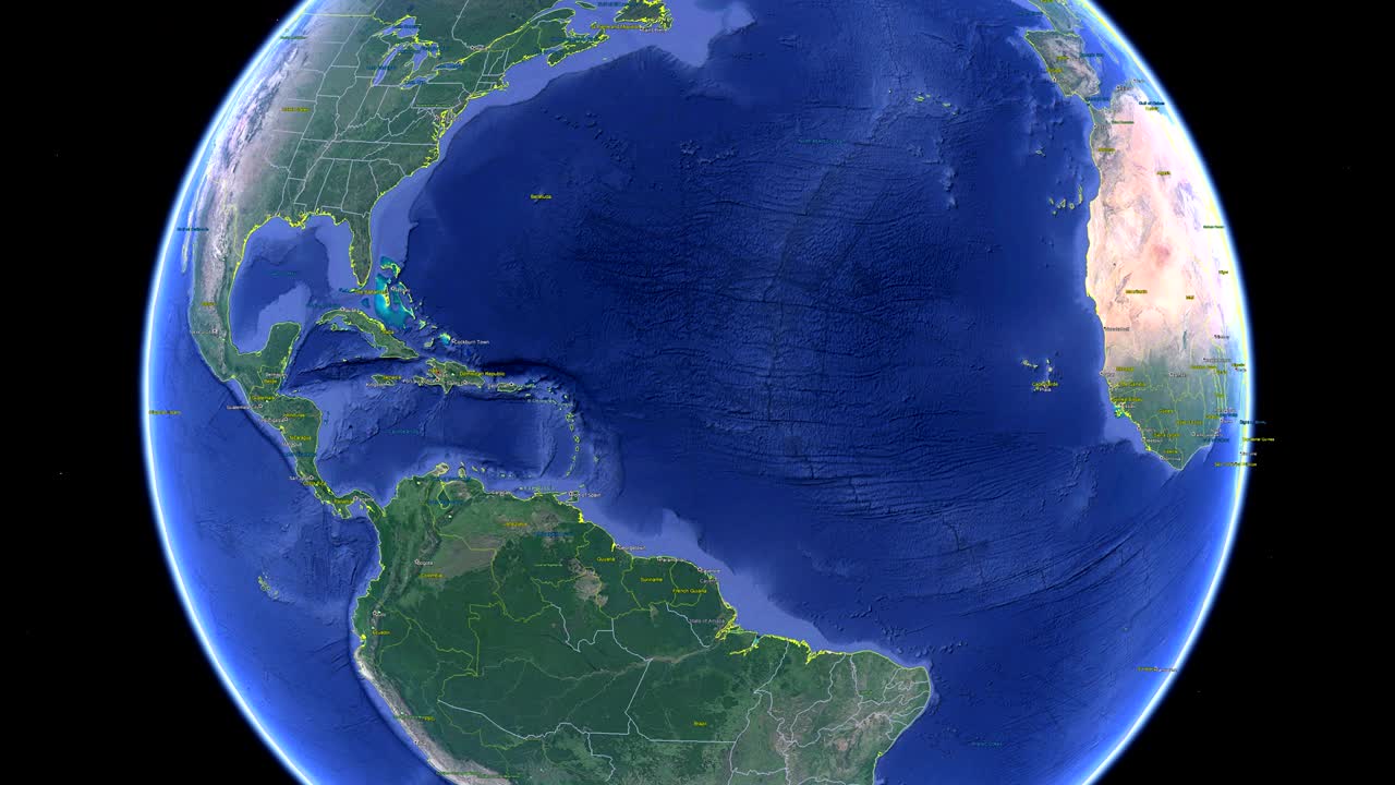 하이티의 발과 함께 우주에서 3d 지구 - 하이티 외부에서 확대