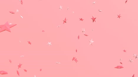 pink star-shaped confetti on pink background.