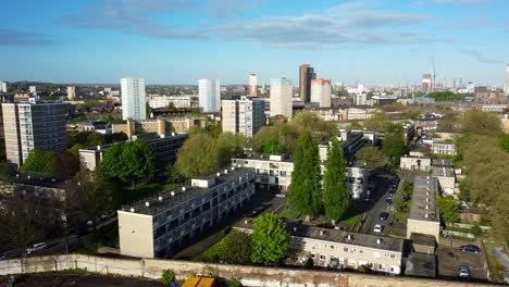 panoramic aerial view south london urban skyline in summer sunshine