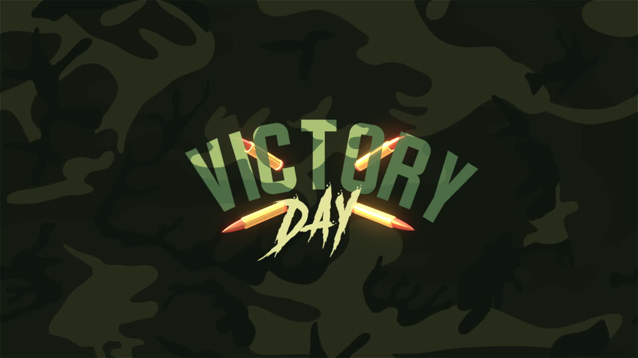 Victory Day with military patrons on military texture