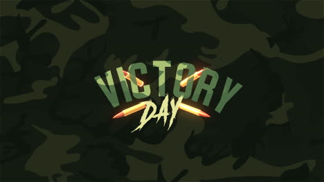 victory day with military patrons on military texture