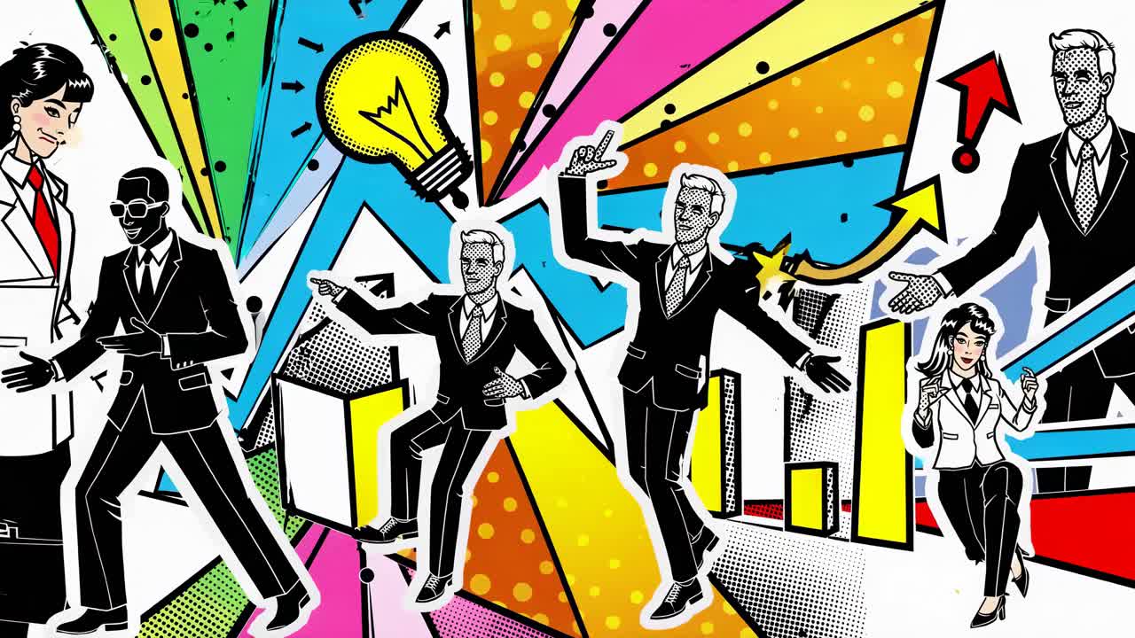 비즈니스 성공 팝 아트 일러스트레이션