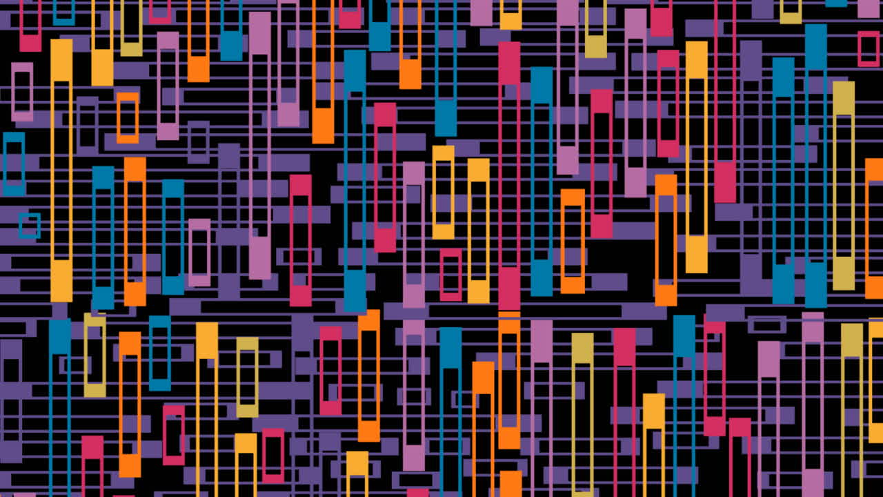 animación digital de rastros de luz sobre formas abstractas contra un fondo negro