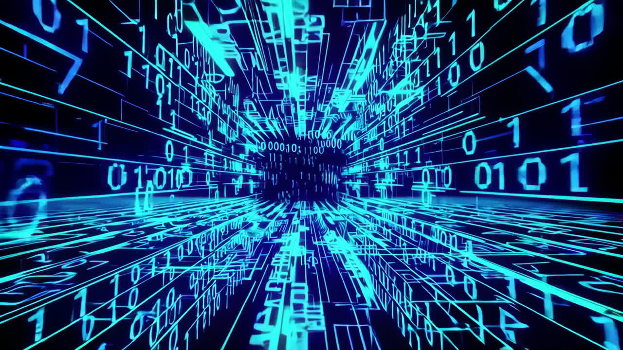 Abstract Digital Tunnel of Binary Code