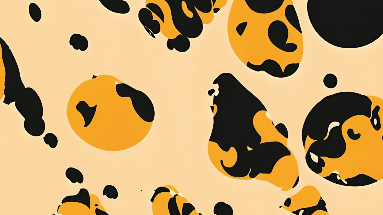 Abstract black and orange shapes animation over beige background