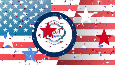 animation of 4th of july independence day text over stars and flag of united states of america