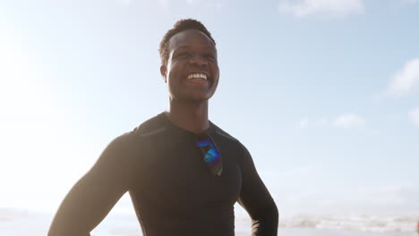 thinking, outdoor or black man with fitness