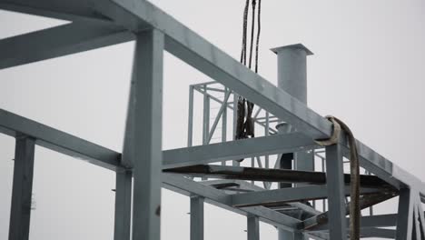 metal structure construction in winter