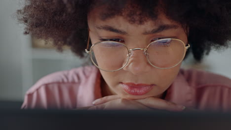 face of black woman, learning online