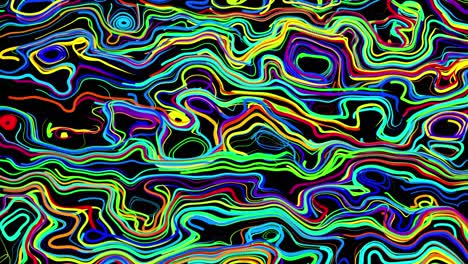 abstract creative looped bg con líneas rizadas como senderos de diferentes colores. las líneas forman un patrón giratorio como ruido de rizado. abstract 3d looping flowing animation as bright creative festive background