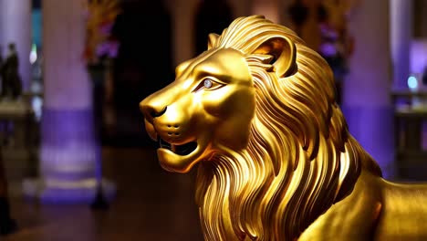 golden lion statue closeup