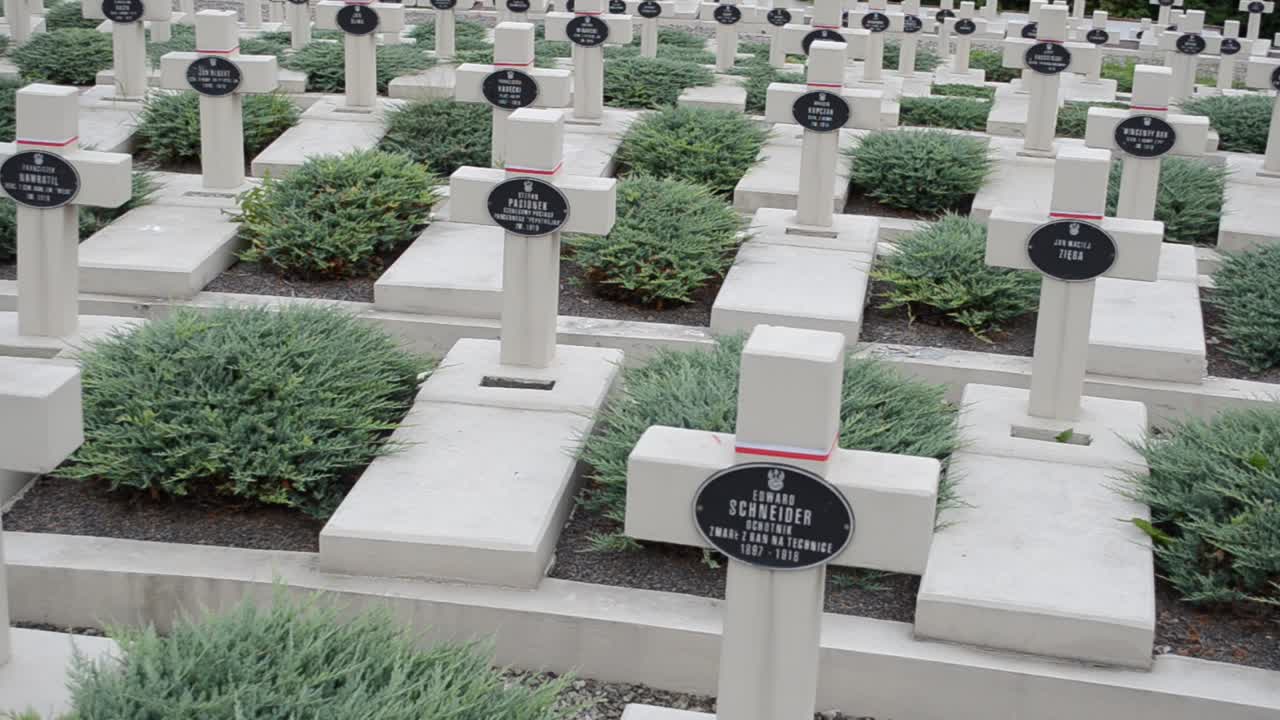 Cimitero militare polacco del periodo 1918-1920. Leopoli, Ucraina. Cimitero di Lychakiv, il complesso storico e commemorativo (dal 1991) a Leopoli nel quartiere storico di Lychakiv, uno dei cimiteri più antichi dell'Ucraina.