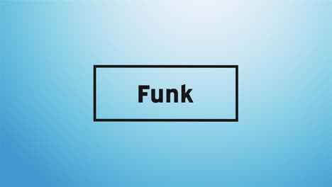 animation of funk text over blue background