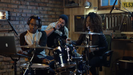 band rehearsal in home studio