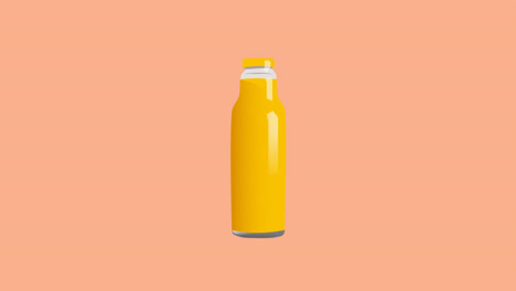 Animación-Del-Icono-De-Una-Botella-De-Jugo-Sobre-Fondo-Naranja