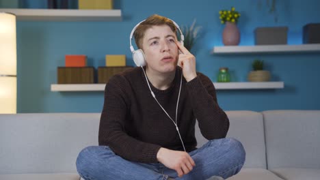 nervous teenager thinks about a problem.