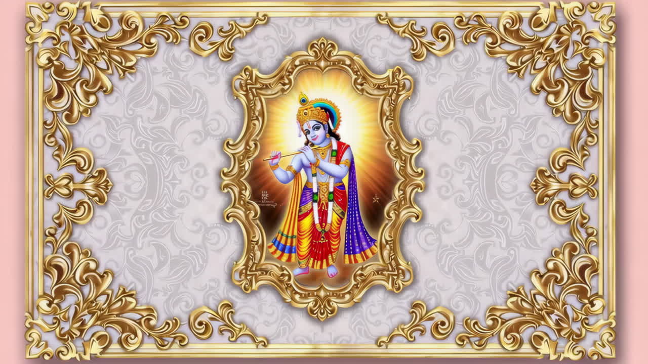 Lord Krishna Painting with Gold Frame