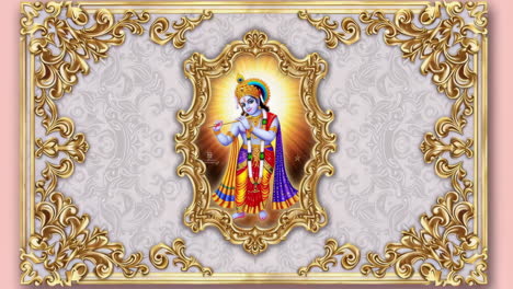 lord krishna painting with gold frame