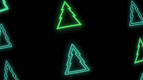 neon green christmas trees pattern on black gradient