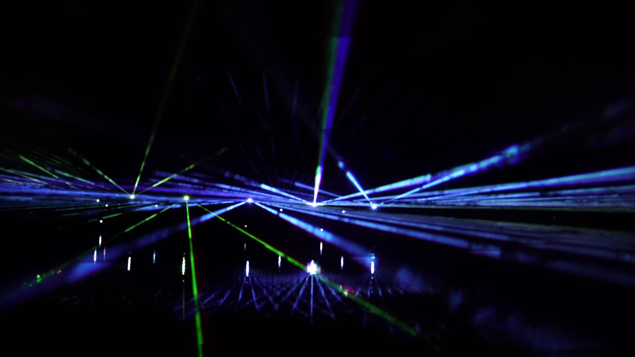Night landscape with laser performance. Static