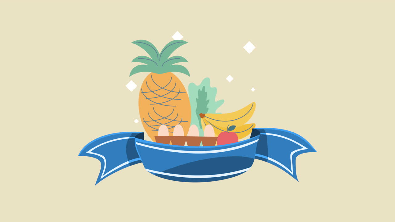 식료품 시장 건강한 제품 애니메이션