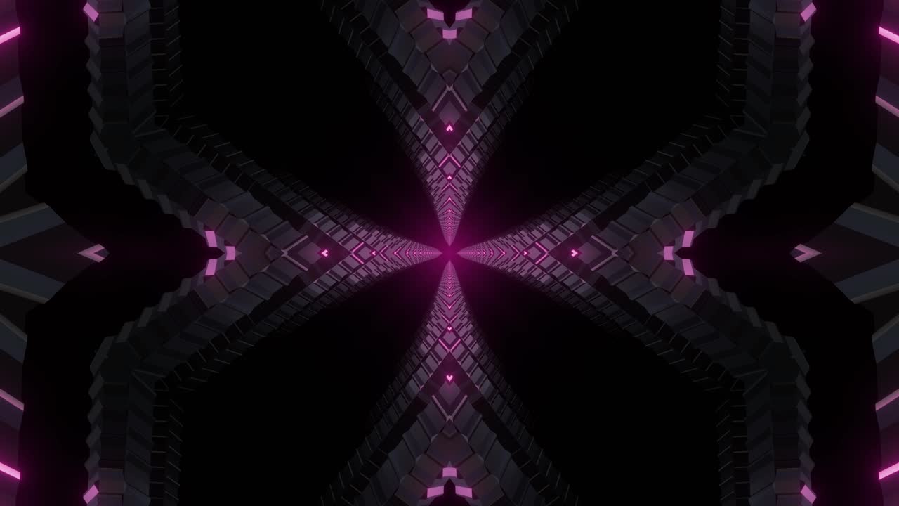 Růžový neonový geometrický tunel