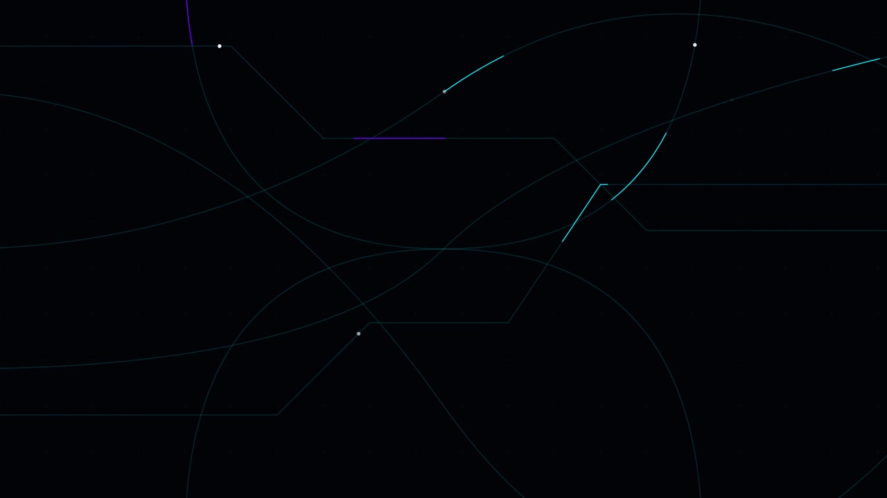 Abstract Motion Graphics with Glowing Lines and Nodes on Dark Background