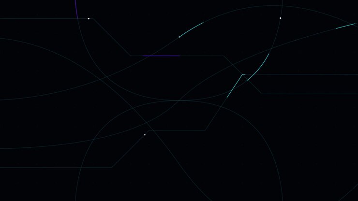 Abstract Motion Graphics with Glowing Lines and Nodes on Dark Background