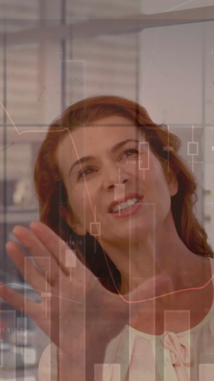 animación de estadísticas y procesamiento de datos financieros sobre empresarios en reuniones