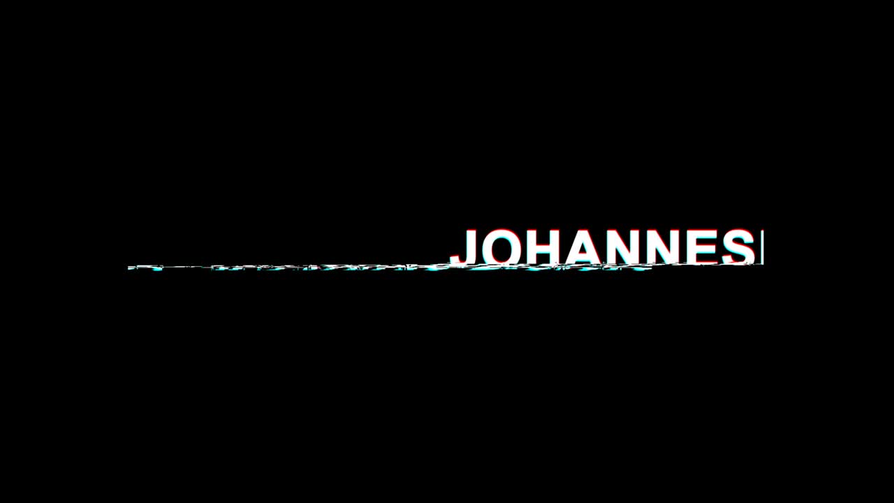 JOHANNESBURG Testo con effetto glitch Distorsione TV digitale Animazione in loop 4K